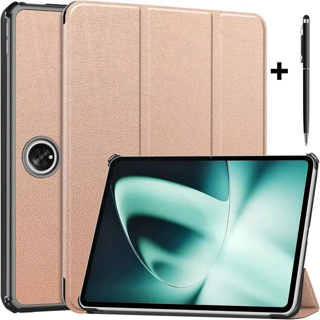 Main image of Case for Oppo OnePlus Pad / Oppo Pad 2 11.61 inch 2023, Tri fold Slim Lightweight Hard Shell Smart Protective Cover with Multi-Angle Stand, Universal Stylus Pen Rose Gold