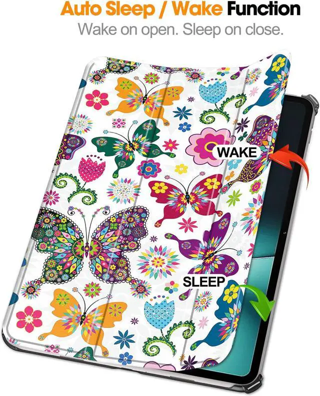 Alt view image 2 of 7 - Case for Oppo OnePlus Pad / Oppo Pad 2 11.61 inch 2023, Tri fold Slim Lightweight Hard Shell Smart Protective Cover with Multi-Angle Stand, Universal Stylus Pen Butterfly