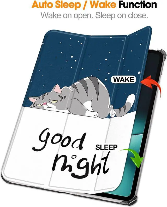 Alt view image 2 of 7 - Case for Oppo OnePlus Pad / Oppo Pad 2 11.61 inch 2023, Tri fold Slim Lightweight Hard Shell Smart Protective Cover with Multi-Angle Stand, Universal Stylus Pen Lazy Cat