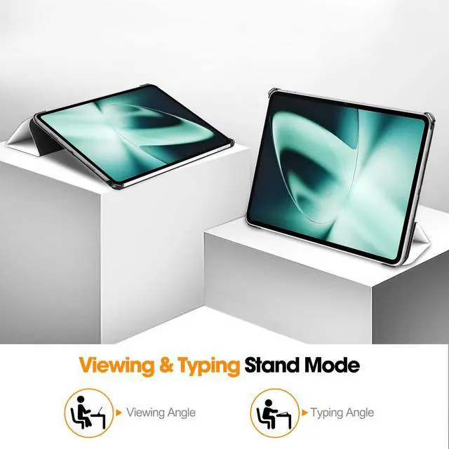Alt view image 3 of 7 - Case for Oppo OnePlus Pad / Oppo Pad 2 11.61 inch 2023, Tri fold Slim Lightweight Hard Shell Smart Protective Cover with Multi-Angle Stand, Universal Stylus Pen Lazy Cat