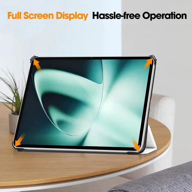 Alt view image 4 of 7 - Case for Oppo OnePlus Pad / Oppo Pad 2 11.61 inch 2023, Tri fold Slim Lightweight Hard Shell Smart Protective Cover with Multi-Angle Stand, Universal Stylus Pen Lazy Cat