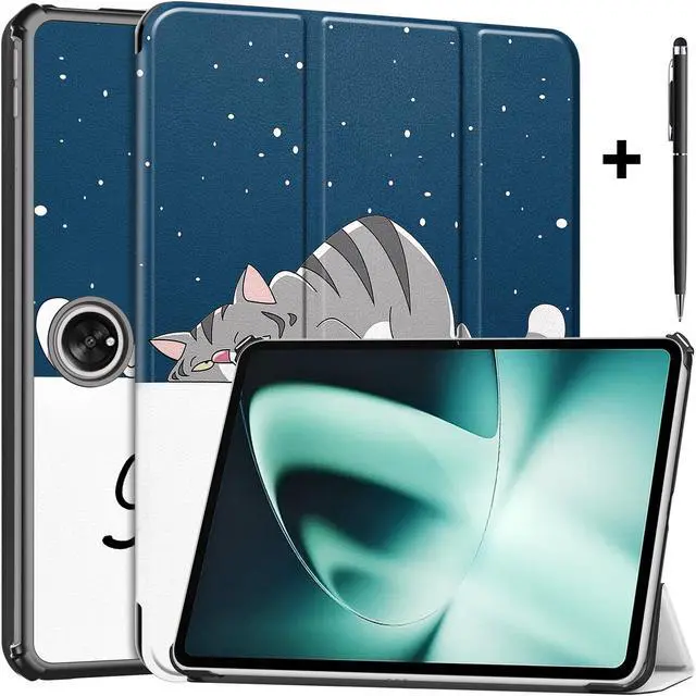 Main image of Case for Oppo OnePlus Pad / Oppo Pad 2 11.61 inch 2023, Tri fold Slim Lightweight Hard Shell Smart Protective Cover with Multi-Angle Stand, Universal Stylus Pen Lazy Cat