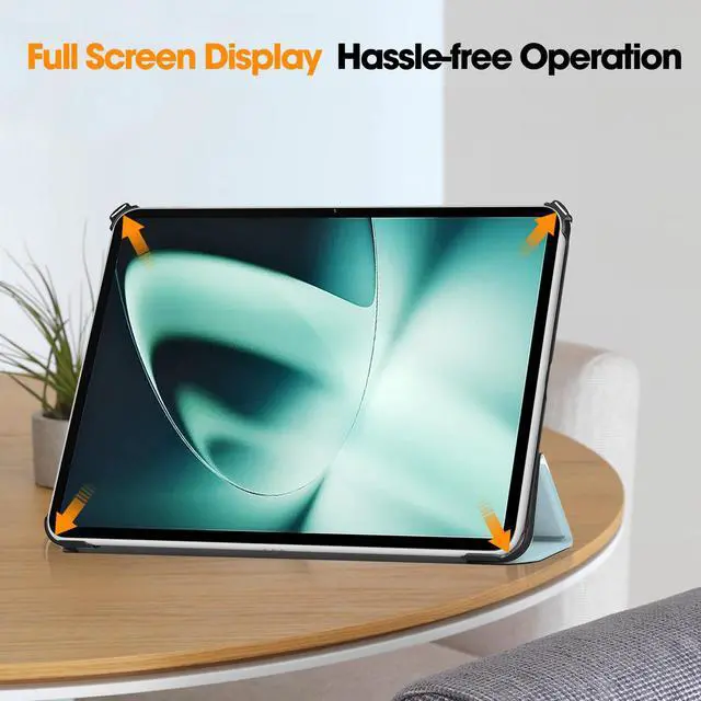 Alt view image 4 of 7 - Case for Oppo OnePlus Pad / Oppo Pad 2 11.61 inch 2023, Tri fold Slim Lightweight Hard Shell Smart Protective Cover with Multi-Angle Stand, Universal Stylus Pen Blue/White