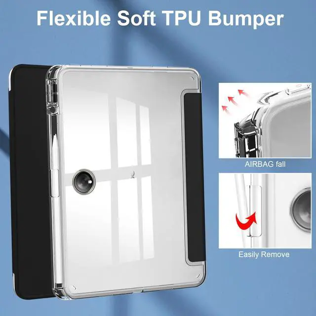 Alt view image 7 of 7 - Protective Case for Oppo OnePlus Pad 11.61 inch / Oppo Pad 2 11.61 inch 2023 with S Pen Holder, Transparent Hard Shell Back Trifold Smart Stand Cover with universal stylus Pen