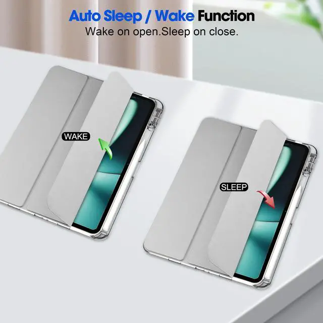 Alt view image 2 of 7 - Protective Case for Oppo OnePlus Pad 11.61 inch / Oppo Pad 2 11.61 inch 2023 with S Pen Holder, Transparent Hard Shell Back Trifold Smart Stand Cover with universal stylus Pen Silver