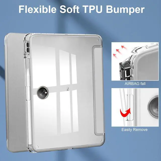 Alt view image 5 of 7 - Protective Case for Oppo OnePlus Pad 11.61 inch / Oppo Pad 2 11.61 inch 2023 with S Pen Holder, Transparent Hard Shell Back Trifold Smart Stand Cover with universal stylus Pen Silver