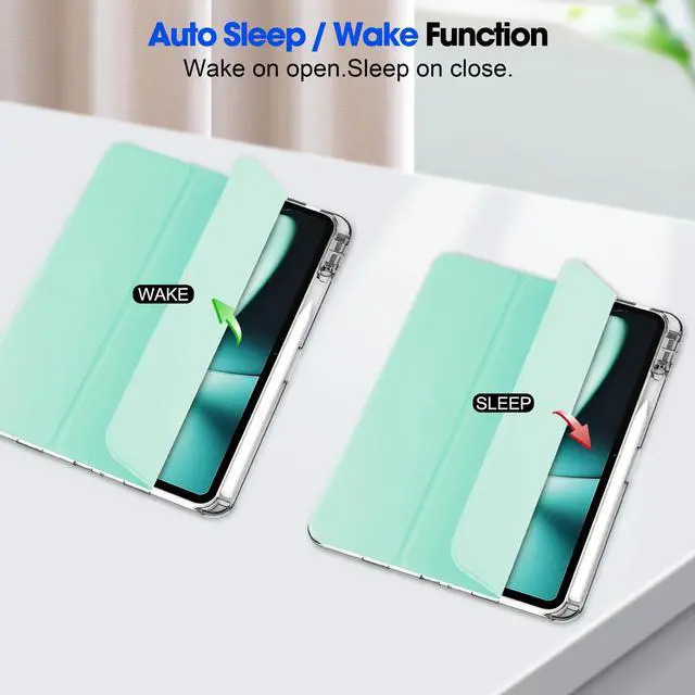 Alt view image 2 of 7 - Protective Case for Oppo OnePlus Pad 11.61 inch / Oppo Pad 2 11.61 inch 2023 with S Pen Holder, Transparent Hard Shell Back Trifold Smart Stand Cover with universal stylus Pen Light Blue