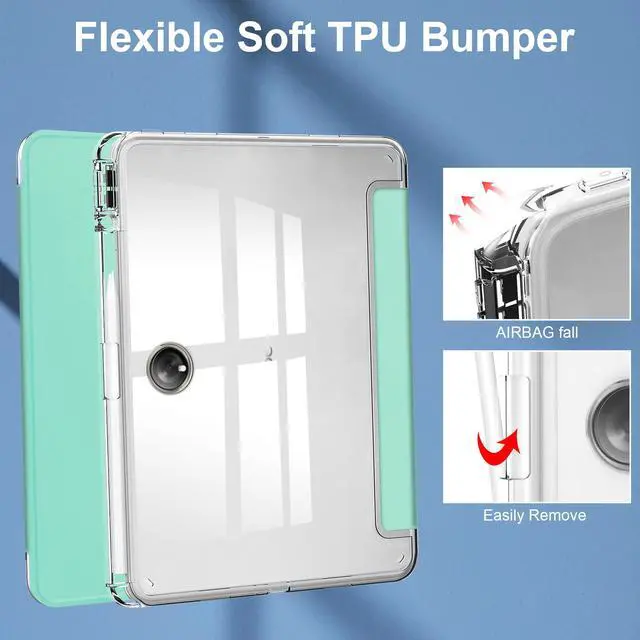 Alt view image 5 of 7 - Protective Case for Oppo OnePlus Pad 11.61 inch / Oppo Pad 2 11.61 inch 2023 with S Pen Holder, Transparent Hard Shell Back Trifold Smart Stand Cover with universal stylus Pen Light Blue