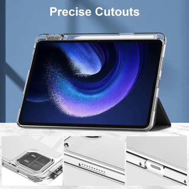 Alt view image 4 of 7 - Protective Case for Xiaomi Mi Pad 6 / 6 Pro 11 Inch 2023 with S Pen Holder, Universal Stylus Pen,Transparent Hard Shell Back Trifold Smart Stand Cover