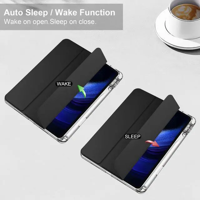 Alt view image 2 of 7 - Protective Case for Xiaomi Mi Pad 6 / 6 Pro 11 Inch 2023 with S Pen Holder, Universal Stylus Pen,Transparent Hard Shell Back Trifold Smart Stand Cover