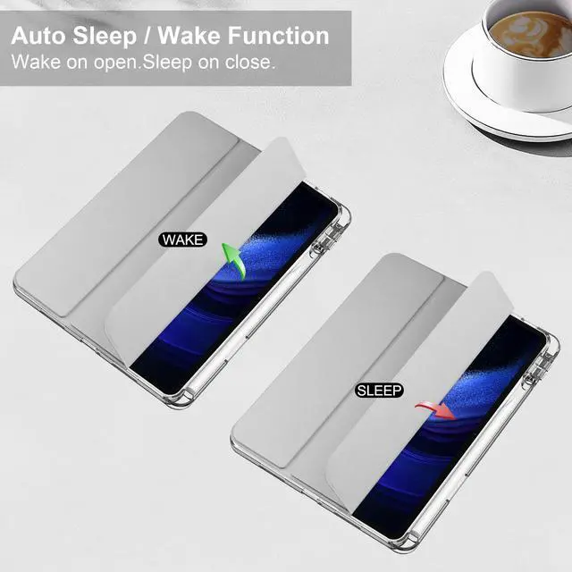Alt view image 2 of 7 - Protective Case for Xiaomi Mi Pad 6 / 6 Pro 11 Inch 2023 with S Pen Holder, Universal Stylus Pen,Transparent Hard Shell Back Trifold Smart Stand Cover Silver