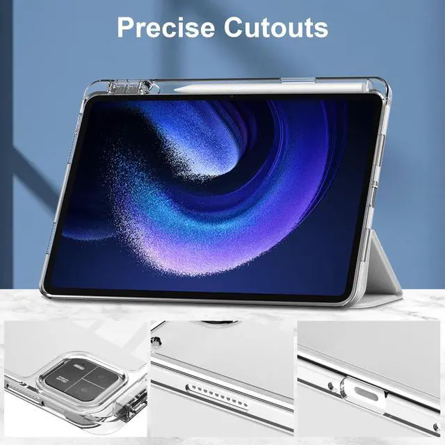 Alt view image 4 of 7 - Protective Case for Xiaomi Mi Pad 6 / 6 Pro 11 Inch 2023 with S Pen Holder, Universal Stylus Pen,Transparent Hard Shell Back Trifold Smart Stand Cover Silver