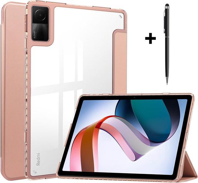 Main image of Protective Case for Xiaomi Redmi Pad 10.61 inch 2022 with S Pen Holder, Transparent Hard Shell Back Trifold Smart Stand Cover with universal stylus Pen Dark Green Rose Gold
