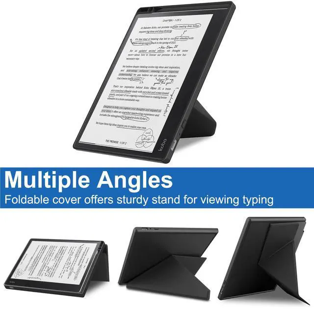 Alt view image 4 of 7 - Slim Case for Kobo Elipsa 2E 10.3 inch 2023 - Premium Leather Case Protective Smart Folio Shell Cover with Pen Holder, Auto Wake/Sleep, Multi-Viewing Angles, Stylus Pen