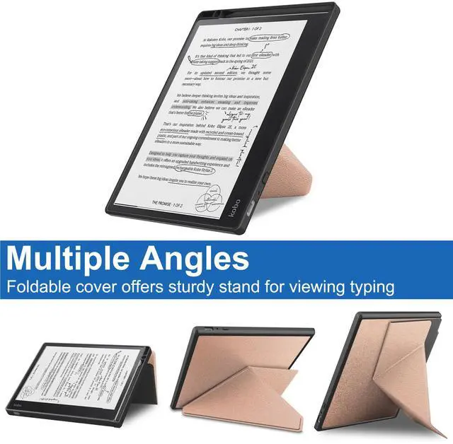 Alt view image 4 of 6 - Slim Case for Kobo Elipsa 2E 10.3 inch 2023 - Premium Leather Case Protective Smart Folio Shell Cover with Pen Holder, Auto Wake/Sleep, Multi-Viewing Angles, Stylus Pen