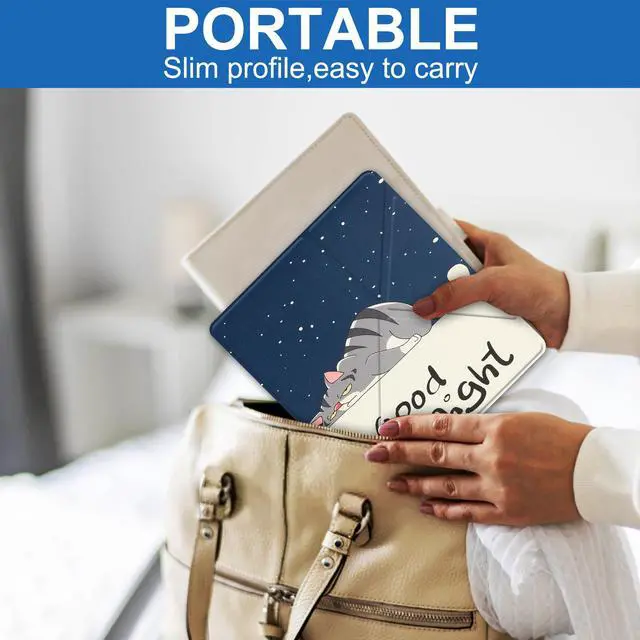 Alt view image 6 of 7 - Slim Case for Kindle Scribe 10.2 inch 2022 Released - Premium Leather Case Protective Smart Folio Shell Cover with Pen Holder, Auto Wake/Sleep, Multi-Viewing Angles, Stylus Pen Lazy Cat