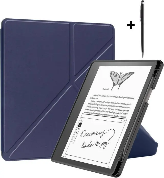 Main image of Slim Case for Kindle Scribe 10.2 inch 2022 Released - Premium Leather Case Protective Smart Folio Shell Cover with Pen Holder, Auto Wake/Sleep, Multi-Viewing Angles, Stylus Pen Blue