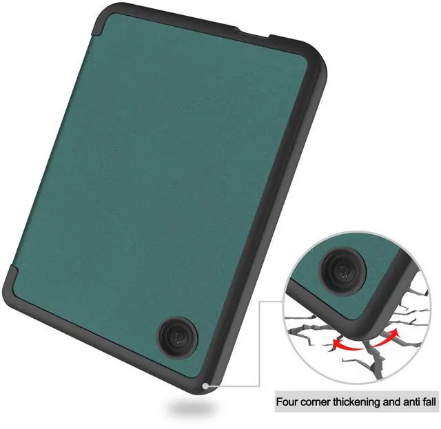 Alt view image 4 of 7 - Case for 6 inch Kobo Clara 2E / Tolino Shine 4, 2022 Released, Ultra Slim Lightweight Folio Premium PU Leather Protective Cover with Auto Sleep/Wake Function, 2 in 1 Stylus Pen Dark Green