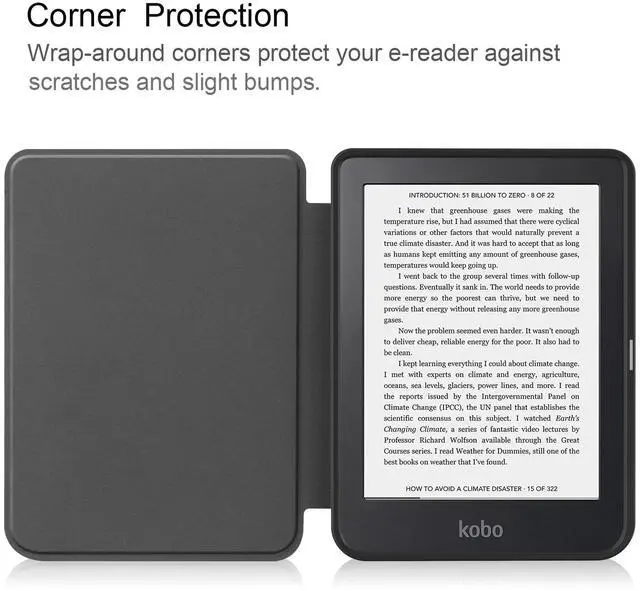 Alt view image 7 of 7 - Case for 6 inch Kobo Clara 2E / Tolino Shine 4, 2022 Released, Ultra Slim Lightweight Folio Premium PU Leather Protective Cover with Auto Sleep/Wake Function, 2 in 1 Stylus Pen Dark Green