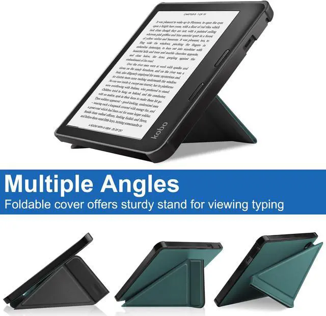 Alt view image 2 of 7 - Slim Case for Kobo Sage 2021 Release - Soft TPU Protective Back Cover with Auto Wake/Sleep for 8 inch Kobo Sage eReader Dark Green