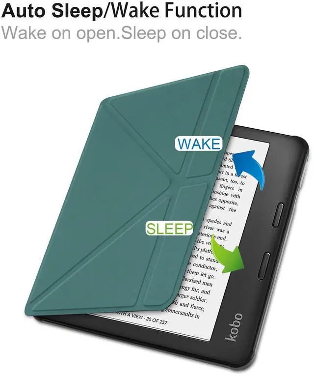 Alt view image 6 of 7 - Slim Case for Kobo Sage 2021 Release - Soft TPU Protective Back Cover with Auto Wake/Sleep for 8 inch Kobo Sage eReader Dark Green