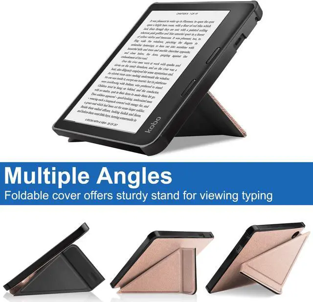 Alt view image 2 of 7 - Slim Case for Kobo Sage 2021 Release - Soft TPU Protective Back Cover with Auto Wake/Sleep for 8 inch Kobo Sage eReader Rose Gold