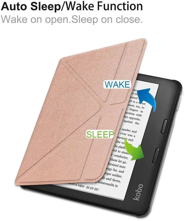 Alt view image 5 of 7 - Slim Case for Kobo Sage 2021 Release - Soft TPU Protective Back Cover with Auto Wake/Sleep for 8 inch Kobo Sage eReader Rose Gold