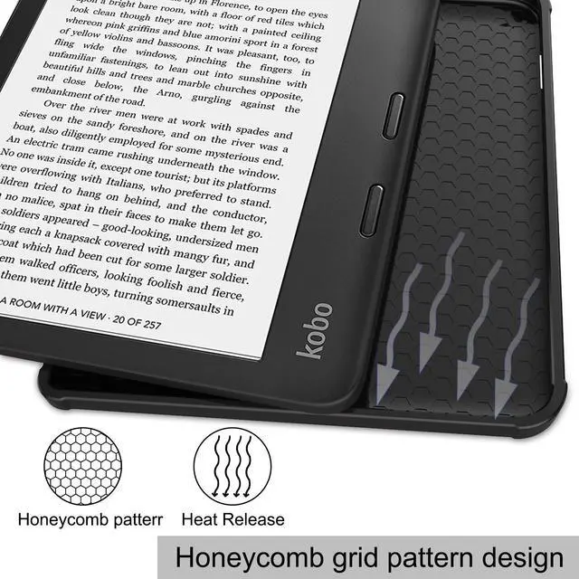 Alt view image 7 of 7 - Slim Case for Kobo Libra 2 2021 Released - Soft TPU Protective Back Cover with Auto Wake/Sleep for 7 inch Kobo Libra 2 eReader Grey