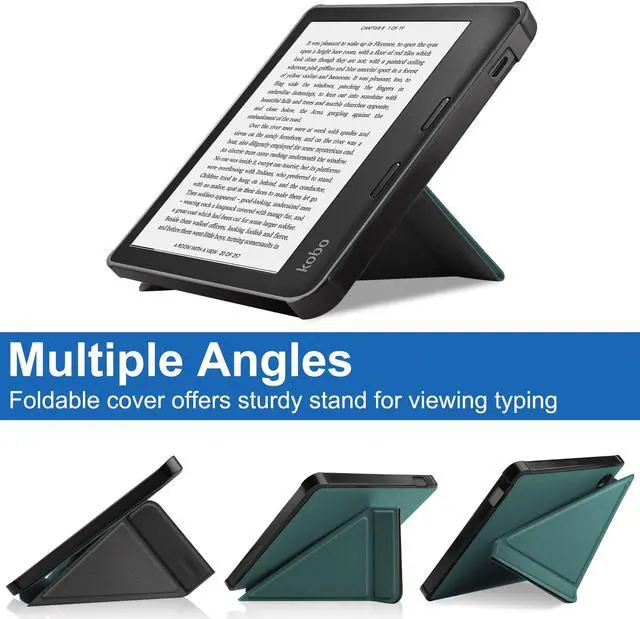 Alt view image 2 of 7 - Slim Case for Kobo Libra 2 2021 Released - Soft TPU Protective Back Cover with Auto Wake/Sleep for 7 inch Kobo Libra 2 eReader Dark Green