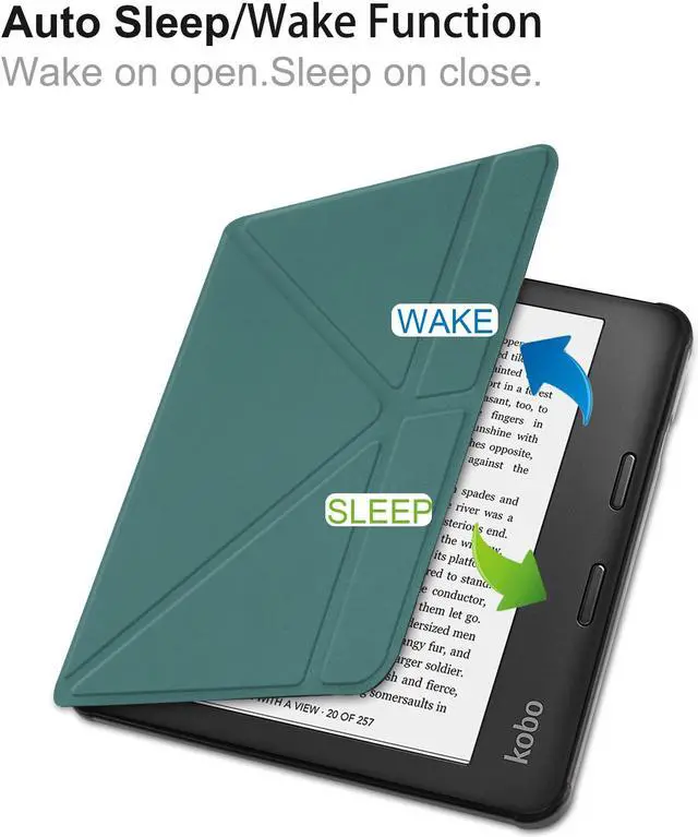 Alt view image 6 of 7 - Slim Case for Kobo Libra 2 2021 Released - Soft TPU Protective Back Cover with Auto Wake/Sleep for 7 inch Kobo Libra 2 eReader Dark Green