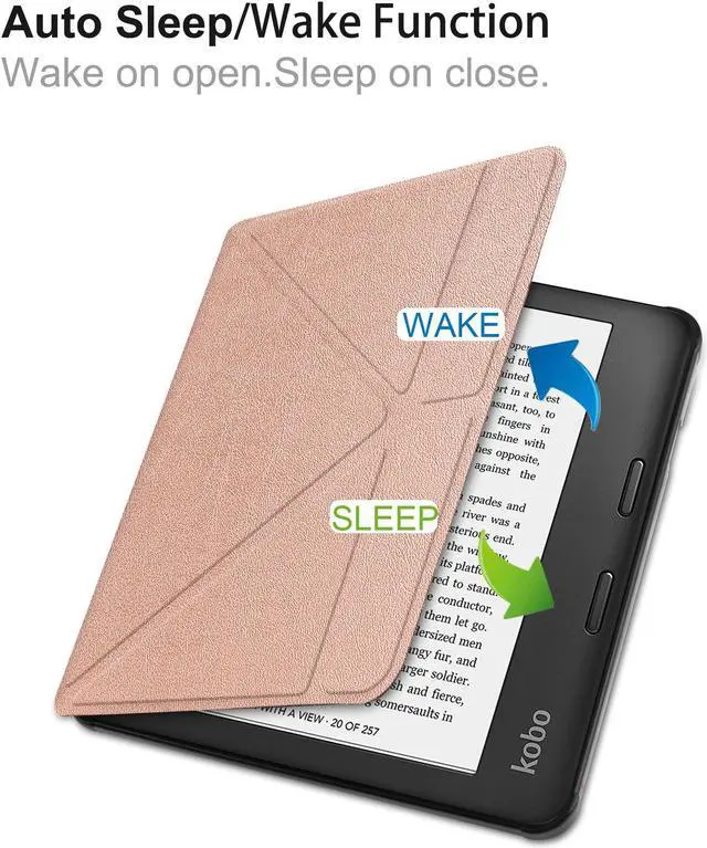 Alt view image 7 of 7 - Slim Case for Kobo Libra 2 2021 Released - Soft TPU Protective Back Cover with Auto Wake/Sleep for 7 inch Kobo Libra 2 eReader Rose Gold