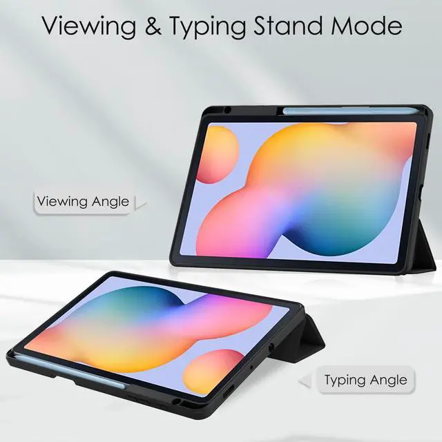 Alt view image 2 of 7 - Slim Case for Samsung Galaxy Tab S6 Lite 10.4 Inch 2022 2020 Model SM-P610/P613/P615/P619 with S Pen Holder, Stylus Pen, Shockproof Cover with Clear Transparent Back Shell