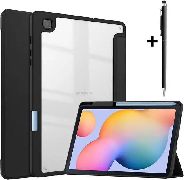 Main image of Slim Case for Samsung Galaxy Tab S6 Lite 10.4 Inch 2022 2020 Model SM-P610/P613/P615/P619 with S Pen Holder, Stylus Pen, Shockproof Cover with Clear Transparent Back Shell