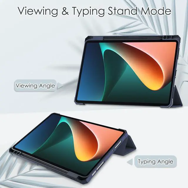 Alt view image 2 of 7 - Case For Xiaomi Pad 5 / Pad 5 Pro 11 Inch, Transparent Hard Back Cover Trifold Smart Stand Cover with Pen Holder, Stylus Pen, Auto Wake/Sleep Blue