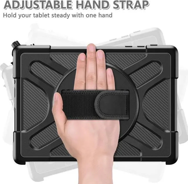 Alt view image 2 of 7 - Case For Microsoft Surface Go 3 2021 / Surface Go 2 2020 / Surface Go 2018, Heavy Duty Shockproof Cover with Kickstand, Hand Strap, 2 in 1 Pen Holder, Stylus Pen, Compatible with Type Cover Keyboard