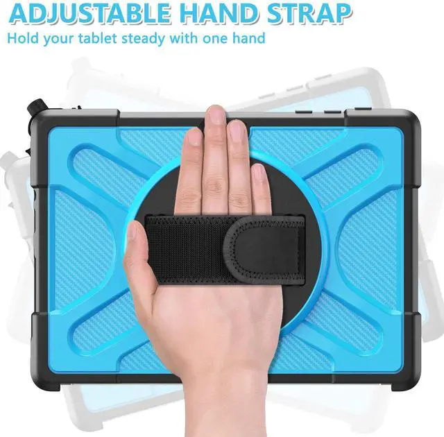 Alt view image 2 of 7 - Case For Microsoft Surface Go 3 2021 / Surface Go 2 2020 / Surface Go 2018, Heavy Duty Shockproof Cover with Kickstand, Hand Strap, 2 in 1 Pen Holder, Stylus Pen, Compatible with Type Cover Keyboard