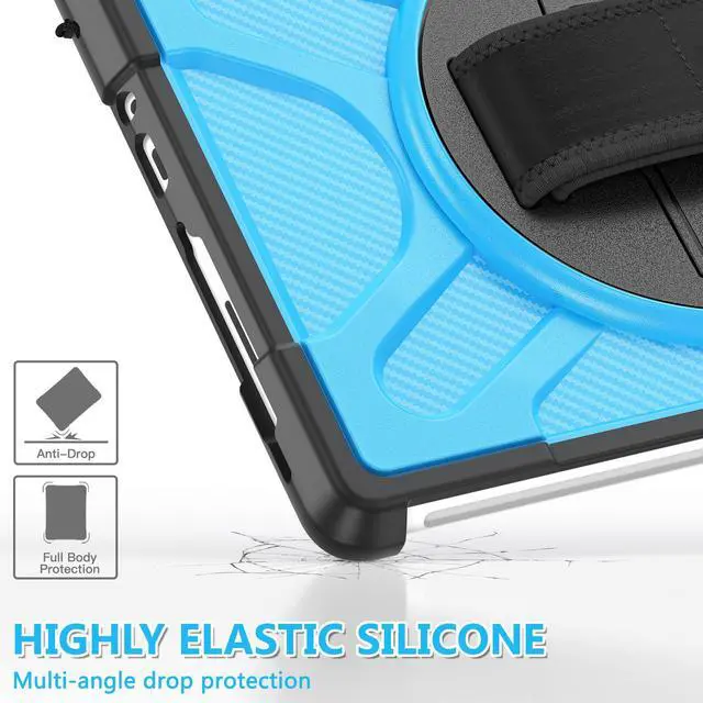 Alt view image 6 of 7 - Case For Microsoft Surface Go 3 2021 / Surface Go 2 2020 / Surface Go 2018, Heavy Duty Shockproof Cover with Kickstand, Hand Strap, 2 in 1 Pen Holder, Stylus Pen, Compatible with Type Cover Keyboard
