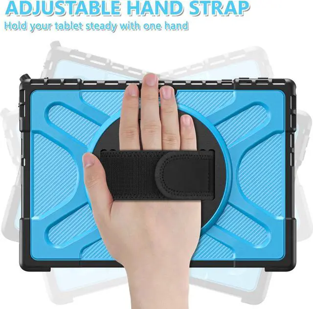 Alt view image 2 of 7 - Case For Surface Pro 7 Plus / Surface Pro 7 / Surface Pro 6 / Surface Pro 5 / Surface Pro 4 12.3 inch, Heavy Duty Shockproof Cover with Kickstand and Hand Strap, Pen Holder, 2 in 1 Stylus Pen Blue