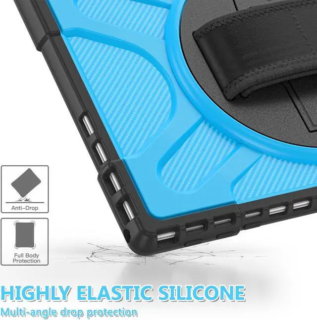 Alt view image 5 of 7 - Case For Surface Pro 7 Plus / Surface Pro 7 / Surface Pro 6 / Surface Pro 5 / Surface Pro 4 12.3 inch, Heavy Duty Shockproof Cover with Kickstand and Hand Strap, Pen Holder, 2 in 1 Stylus Pen Blue