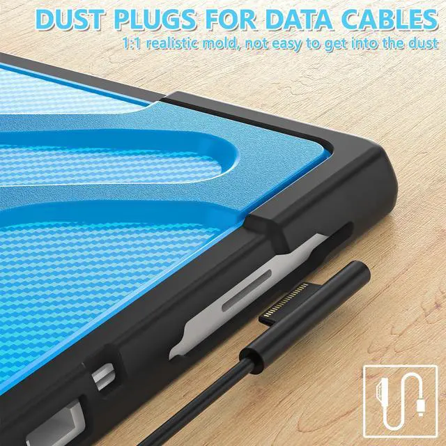 Alt view image 7 of 7 - Case For Surface Pro 7 Plus / Surface Pro 7 / Surface Pro 6 / Surface Pro 5 / Surface Pro 4 12.3 inch, Heavy Duty Shockproof Cover with Kickstand and Hand Strap, Pen Holder, 2 in 1 Stylus Pen Blue