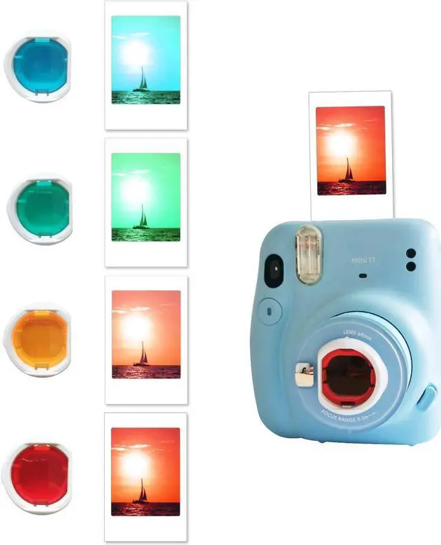 Alt view image 4 of 7 - Instant Camera Accessories Compatible with Instax Mini 11 Instant Film Camera Include Case/Album/Wall Hang Frames/Film Frames/Border Stickers/Corner Stickers Pink Stripe