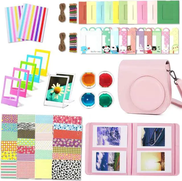 Main image of Instant Camera Accessories Compatible with Instax Mini 11 Instant Film Camera Include Case/Album/Wall Hang Frames/Film Frames/Border Stickers/Corner Stickers Pink Stripe