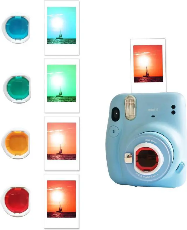 Alt view image 4 of 7 - Instant Camera Accessories Compatible with Instax Mini 11 Instant Film Camera Include Case/Album/Wall Hang Frames/Film Frames/Border Stickers/Corner Stickers Blue