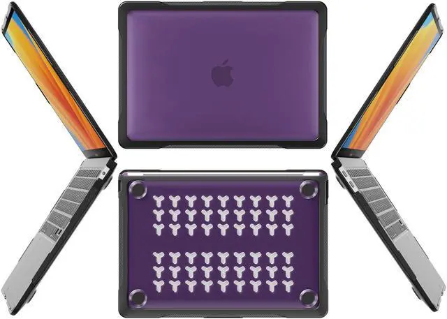 Alt view image 6 of 7 - Compatible with MacBook Air 13 inch Case 2022, 2021-2018 Release A2337 M1 A2179 A1932 Retina Display Touch ID, Heavy Duty Rugged Hard Shell Shockproof Cover with Keyboard Skin Blue Purple