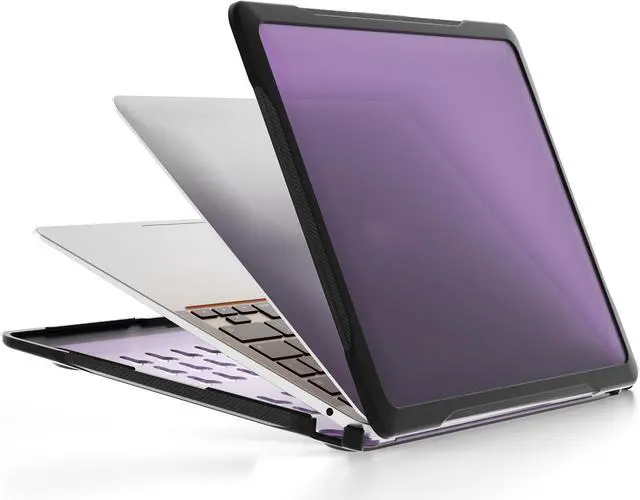Alt view image 2 of 7 - Compatible with MacBook Air 13 inch Case 2022, 2021-2018 Release A2337 M1 A2179 A1932 Retina Display Touch ID, Heavy Duty Rugged Hard Shell Shockproof Cover with Keyboard Skin Blue Purple