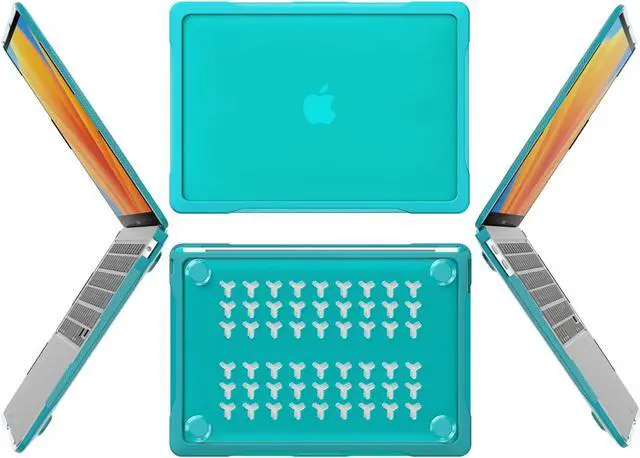 Alt view image 6 of 7 - Compatible with MacBook Air 13 inch Case 2022, 2021-2018 Release A2337 M1 A2179 A1932 Retina Display Touch ID, Heavy Duty Rugged Hard Shell Shockproof Cover with Keyboard Skin Blue Blue