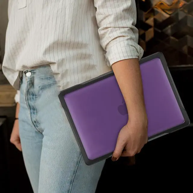 Alt view image 7 of 7 - Compatible with MacBook Air 13 inch Case 2022, 2021-2018 Release A2337 M1 A2179 A1932 Retina Display Touch ID, Heavy Duty Rugged Hard Shell Shockproof Cover with Keyboard Skin Blue Purple
