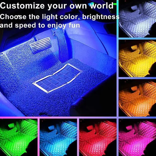 Alt view image 2 of 7 - Car Interior Lights 4pcs 36 LED Car Floor Atmosphere Glow Neon lights Multi-Color Music Car LED Strip Lights Decorative Underdash Lighting Kit with Sound Active function Wireless Remote Control DC 12V