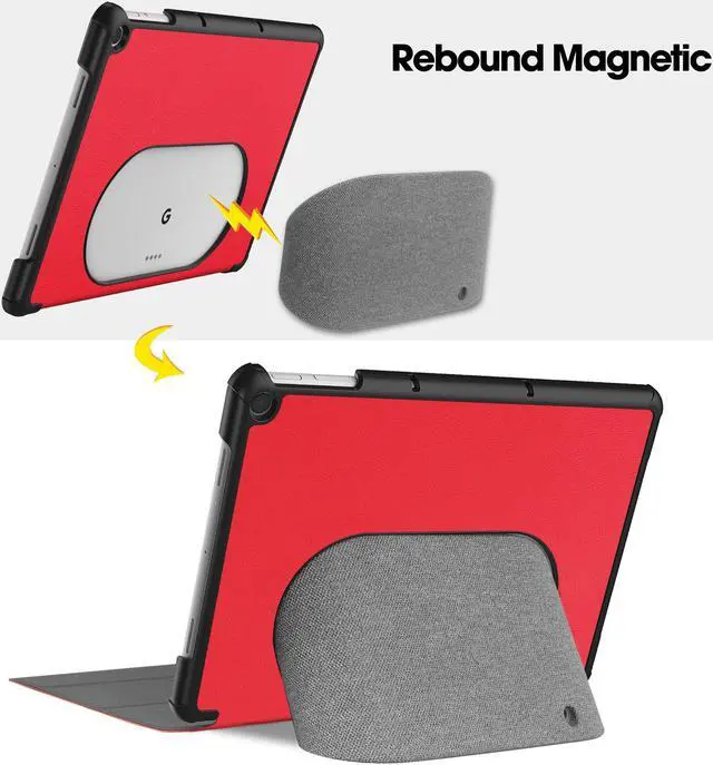 Alt view image 2 of 7 - Google Pixel Tablet Case 11 Inch 2023, Slim Stand Protective Case Smart Folio Cover with 2 in 1 Stylus Pen Red