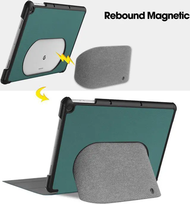 Alt view image 2 of 7 - Google Pixel Tablet Case 11 Inch 2023, Slim Stand Protective Case Smart Folio Cover with 2 in 1 Stylus Pen Dark Green